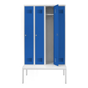 STIER Garderobenspind Premium mit Sitzbankuntergestell 4 Abteile Drehriegel lichtgrau/enzianblau-4