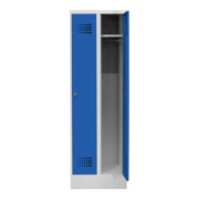 STIER Garderobenspind Premium mit Sockel 2 Abteile Drehriegel lichtgrau/enzianblau-4