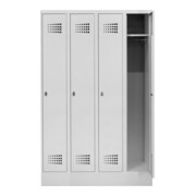 STIER Garderobenspind Premium mit Sockel 4 Abteile Drehriegel lichtgrau-3