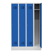 STIER Garderobenspind Premium mit Sockel 4 Abteile Zylinderschloss lichtgrau/enzianblau-3