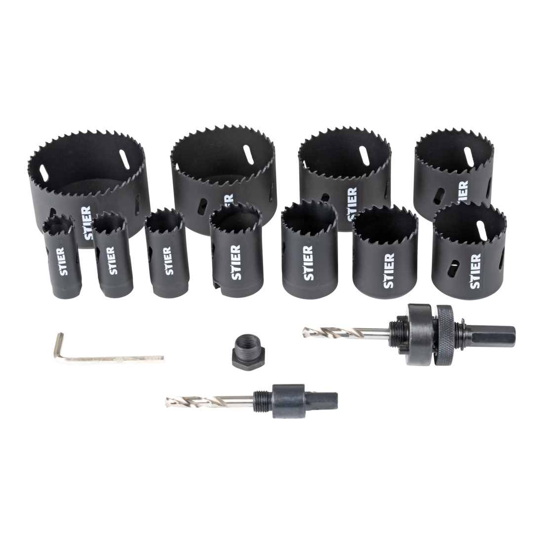 STIER gatenzaagset HSS-Co8-bimetaal 17-delig (20, 22, 25, 32, 35, 40, 44, 51, 60, 68, 76 mm)