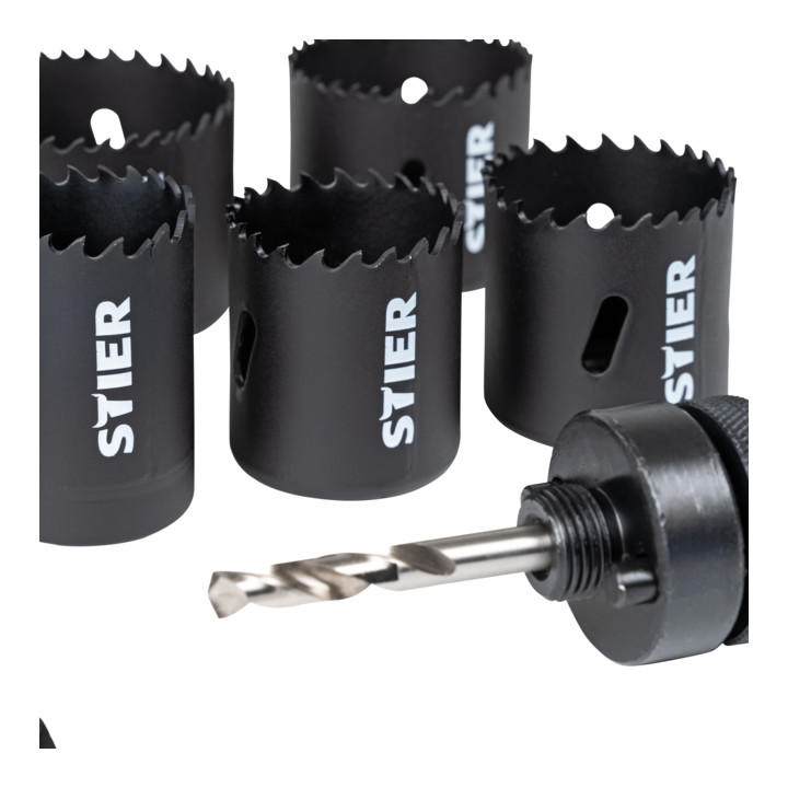 STIER gatenzaagset HSS-Co8-bimetaal 17-delig (20, 22, 25, 32, 35, 40, 44, 51, 60, 68, 76 mm)