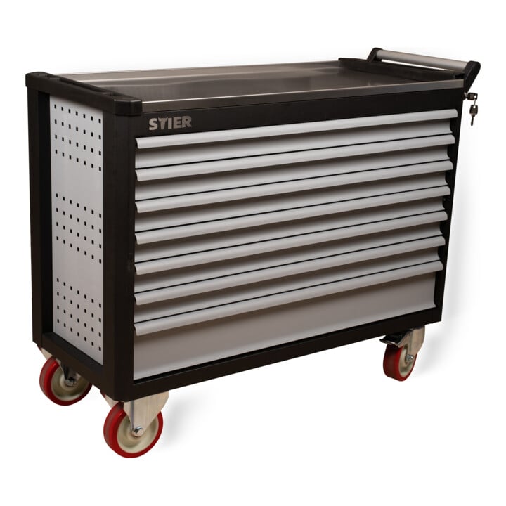 STIER Gereedschapswagen Heavy Duty XL Zwart, RVS, 1000kg, 7 lades, 910x1126x503