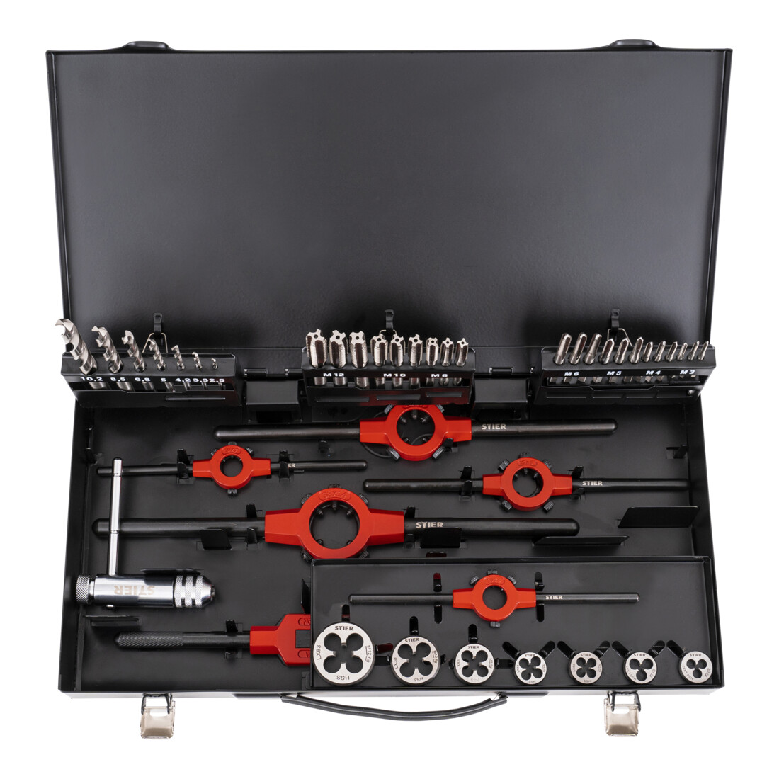 STIER Gewindeschneid Set mit Gewindebohrern M3 - M12 HSS-G 45-teilig