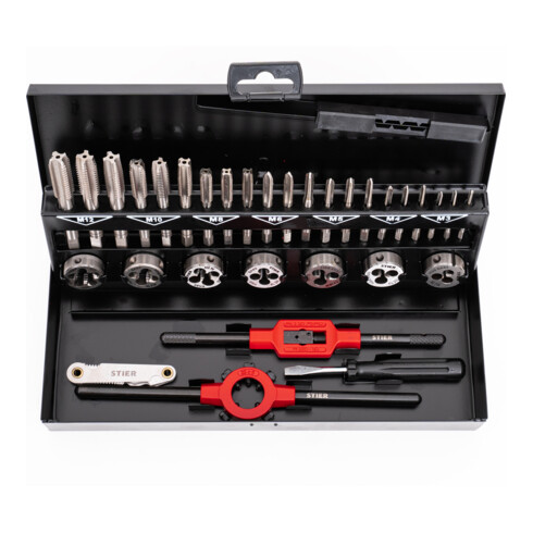 STIER Gewindeschneidzeug-Satz / Gewindeschneider Set 32-teilig M3-M12 HSS-G