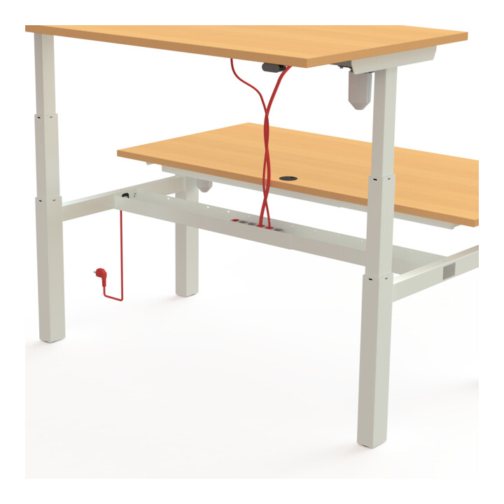 STIER Goulotte universelle pour câbles pour bureaux électriques réglables en hauteur Blanc