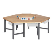 STIER groepswerkbank met 6x1 lade en energieconsole BxDxH 2700x2340x790-1140 mm