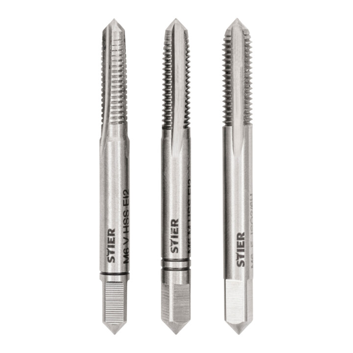 Set Stier STIER Handgewindebohrer Satz 3-tlg. DIN 352 HSS-G M 6 + STIER Windeisen DIN 1814 Nr. 1.1/2 + STIER Gewindeschneidpaste Bohrpaste 100 ml Wasser-/ Seifenbasis