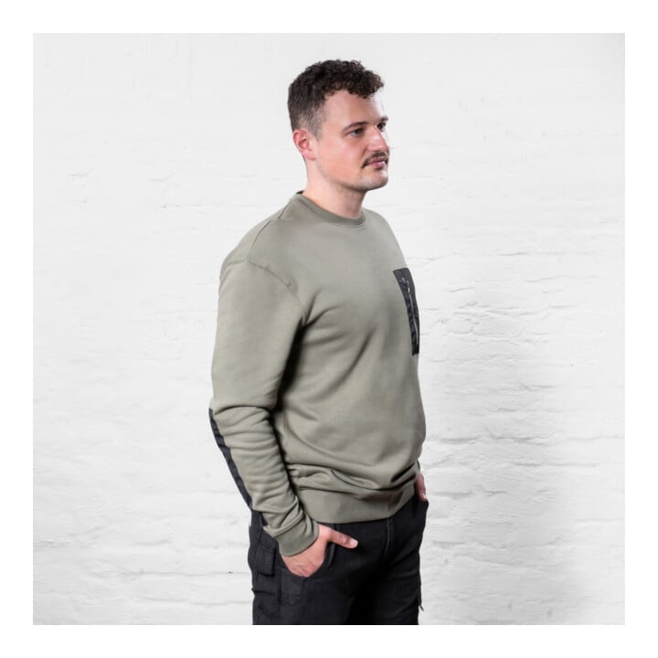 STIER Heavy Crew Sweater en coton biologique duty L olive