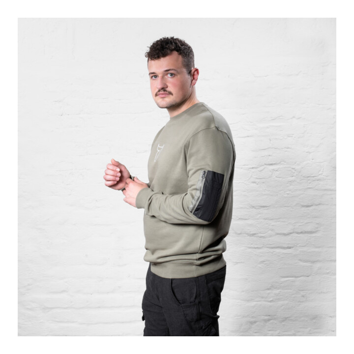 STIER Heavy Crew Sweater utilitaire coton biologique S olive