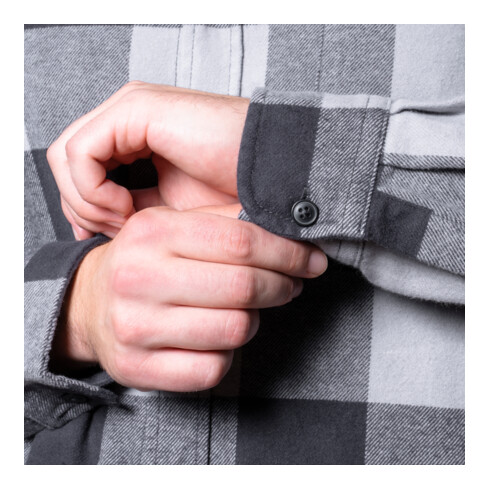 STIER Heavy Flannel Shirt bci cotton L buffalo plaid grey