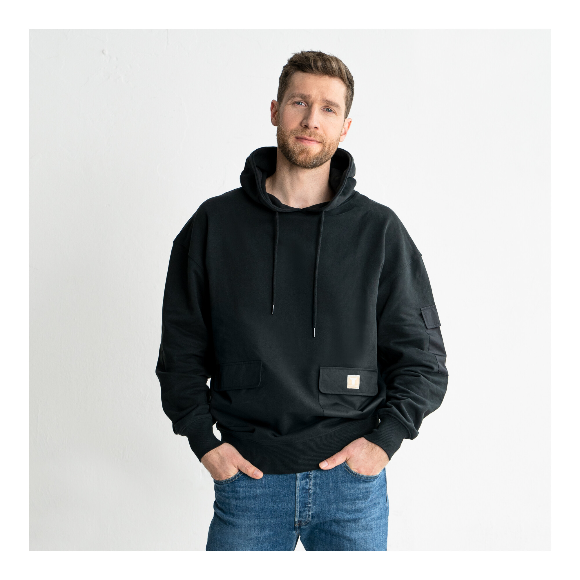 STIER Heavy Hoodie Functional Pocket organic cotton L Black ; STIER Workwear