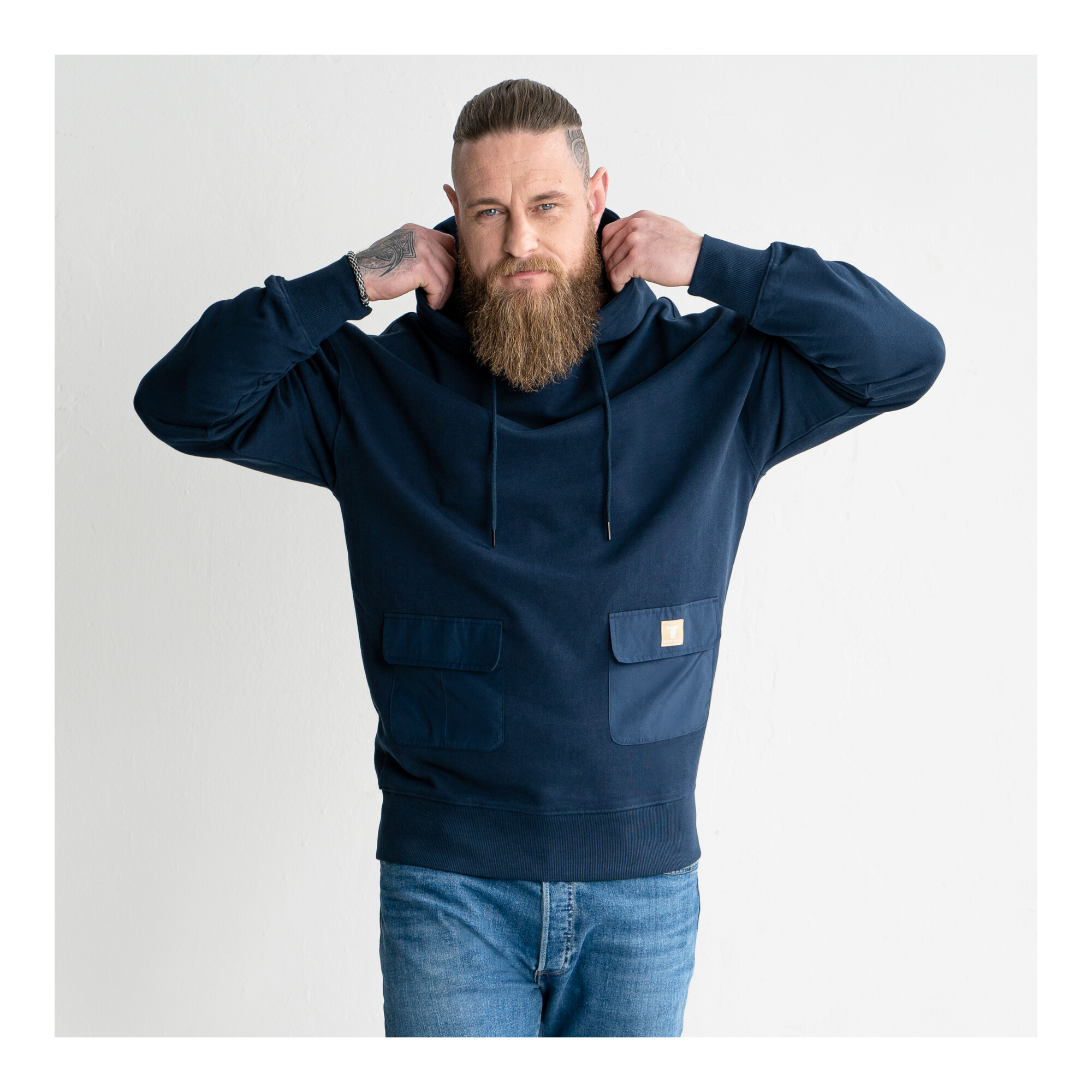 STIER Heavy Hoodie Functional Pocket organic cotton S Navy ; STIER Workwear