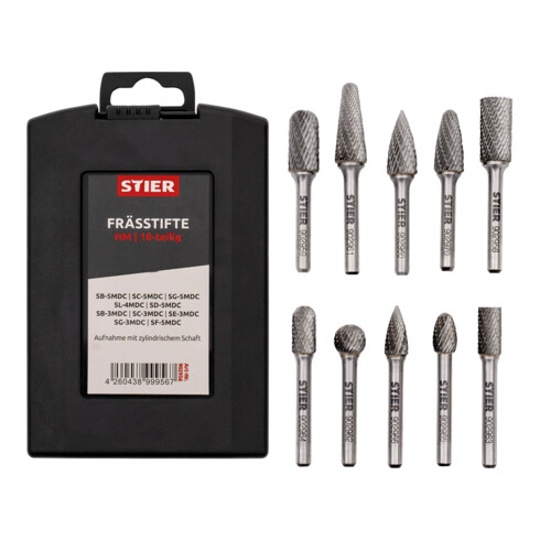 STIER HM Frässtifte-Set, 10-teilig