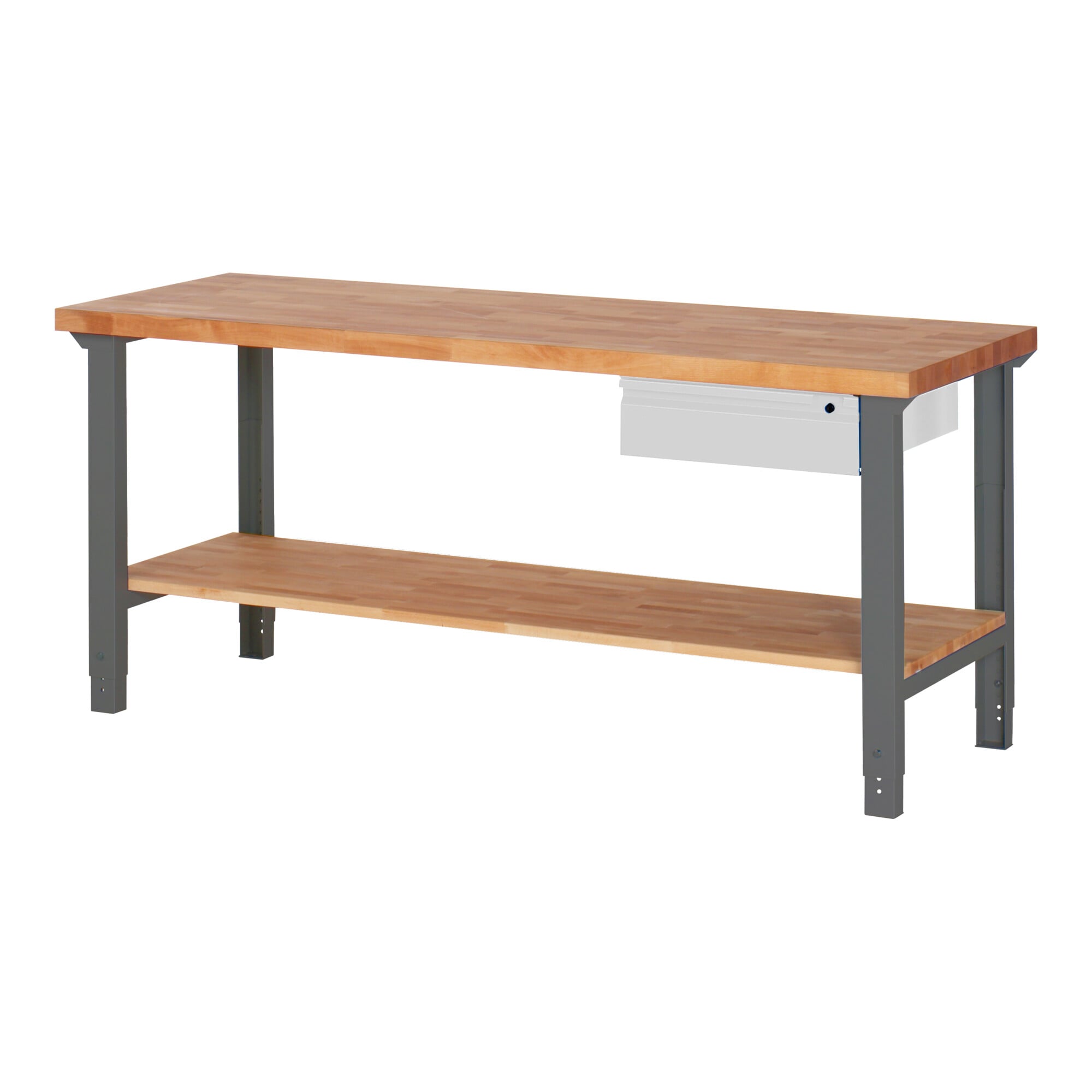 STIER Höhenverstellbare Werkbank Premium mit 1 Schublade und Ablageboden BxTxH 2000x700x790-1140mm
