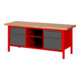 STIER Höhenverstellbare Werkbank Premium mit 2 Schubladen und 2 Flügeltüren BxTxH 2000x700x840-1040mm RAL 3000 / anthrazitmetallic-1