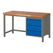 STIER Höhenverstellbare Werkbank Premium mit 3 Schubladen BxTxH 1500x700x840-1040mm anthrazitmetall / RAL 5010