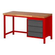 STIER Höhenverstellbare Werkbank Premium mit 3 Schubladen BxTxH 1500x700x840-1040mm RAL 3000 / anthrazitmetallic