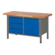 STIER Höhenverstellbare Werkbank Premium mit 3 Schubladen und 1 Flügeltür BxTxH 1500x700x840-1040mm anthrazitmetall / RAL 5010-1