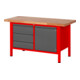 STIER Höhenverstellbare Werkbank Premium mit 3 Schubladen und 1 Flügeltür BxTxH 1500x700x840-1040mm RAL 3000 / anthrazitmetallic-1