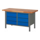 STIER Höhenverstellbare Werkbank Premium mit 6 Schubladen BxTxH 1500x700x840-1040mm anthrazitmetall / RAL 5010-1