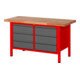 STIER Höhenverstellbare Werkbank Premium mit 6 Schubladen BxTxH 1500x700x840-1040mm RAL 3000 / anthrazitmetallic-1