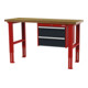 STIER in hoogte verstelbare werkbank met 2x200 mm laden BxDxH 1500x600x760-1060 mm RAL 3020/RAL 7016-1