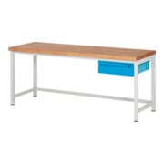 STIER in hoogte verstelbare werkbank Premium met 1 lade BxDxH 2000x700x840-1040 mm RAL 7035/RAL 5012