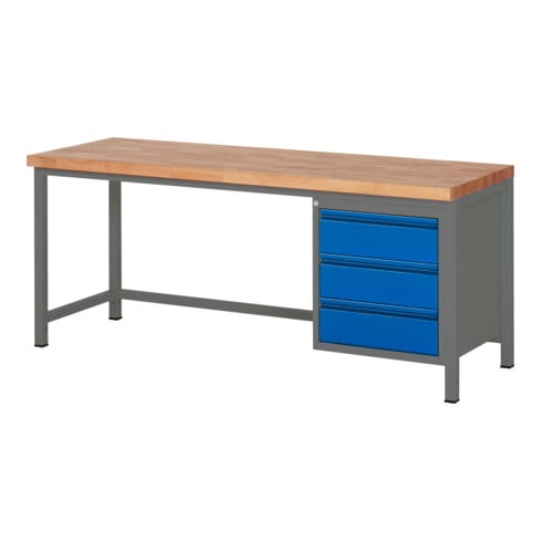 STIER in hoogte verstelbare werkbank Premium met 3 laden BxDxH 2000x700x840-1040 mm antracietmetaal/RAL 5010