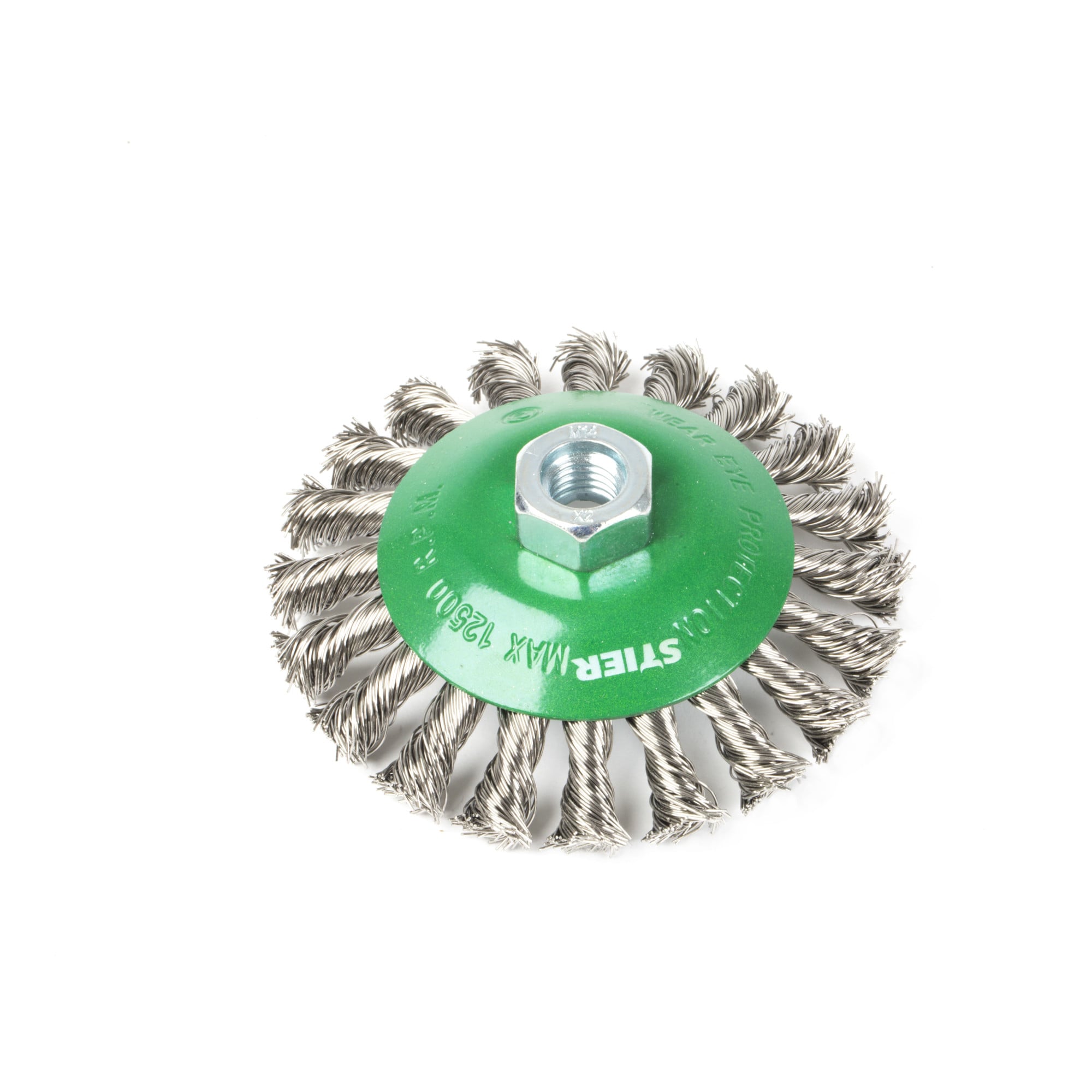 STIER Kegelbürste Ø 115 mm, M14, 0,5 mm, gezopft, Edelstahl V2A