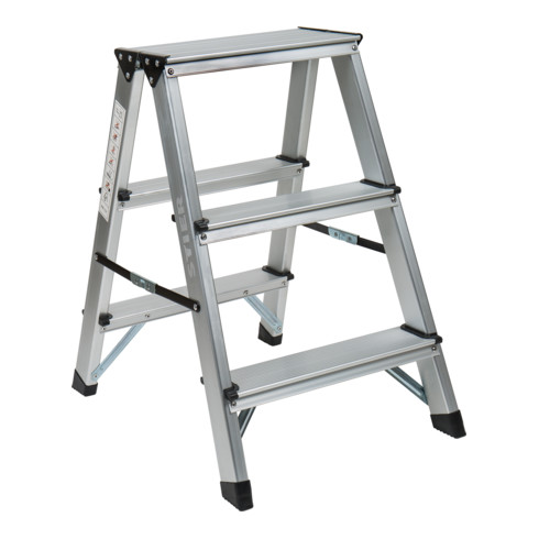 STIER Klapptritt 2x3 Stufen beidseitig begehbar Tragfähigkeit 150 kg DIN EN 131