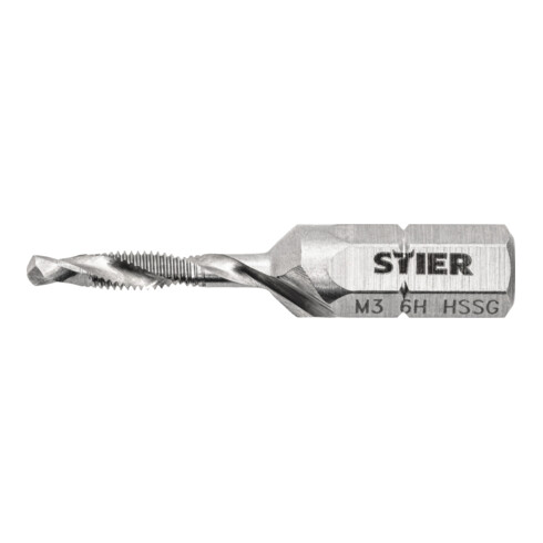 STIER Kombigewindebohrer Bit M3 DIN 3126 HSS-G 1/4"-Sechskant