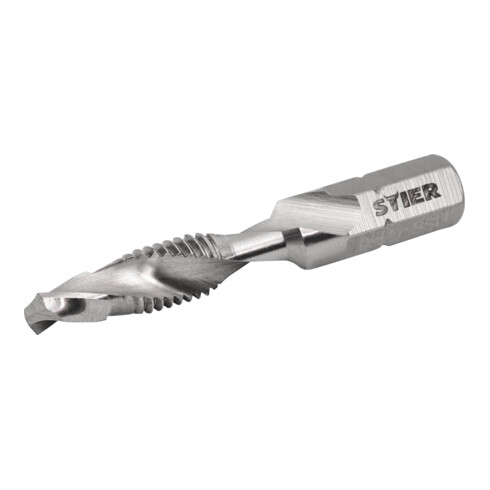 STIER Kombigewindebohrer Bit M6 DIN 3126 HSS-G 1/4"-Sechskant