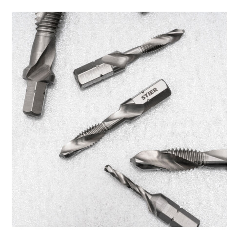 STIER Kombigewindebohrer Bit M6 DIN 3126 HSS-G 1/4"-Sechskant