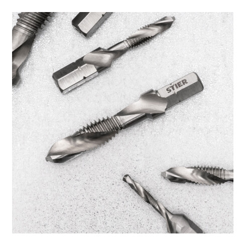STIER Kombigewindebohrer Bit M8 DIN 3126 HSS-G 1/4"-Sechskant