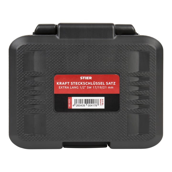 STIER Kraft-Steckschlüssel-Satz Profi+ extra lang 1/2" SW 17/19/21 mm