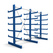 STIER Kragarmregal doppelseitig 2 Felder mit 5 Ebenen 2600x2000x500mm enzianblau