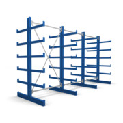 STIER Kragarmregal doppelseitig 3 Felder mit 5 Ebenen 3900x2000x500mm enzianblau