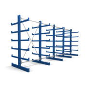 STIER Kragarmregal doppelseitig 4 Felder mit 5 Ebenen 5200x2000x500mm enzianblau