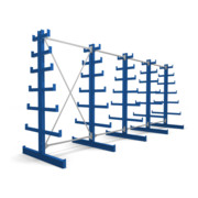 STIER Kragarmregal doppelseitig mit 6 absteigenden Ebenen enzianblau