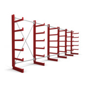 STIER Kragarmregal einseitig 5 Felder mit 5 Ebenen 6500x2000x500mm feuerrot
