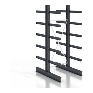 STIER Kragarmregal schraubbar doppelseitig mit 5 Ebenen HxT 2530x400 mm