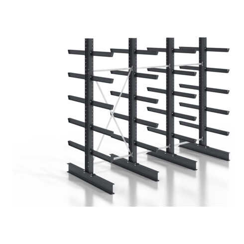 STIER Kragarmregal schraubbar doppelseitig 3 Felder mit 5 Ebenen 3840x2550x800mm