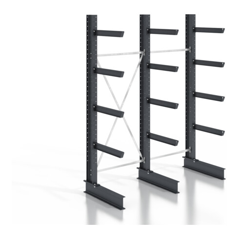 STIER Kragarmregal schraubbar einseitig 2 Felder mit 4 Ebenen 2560x3550x800mm