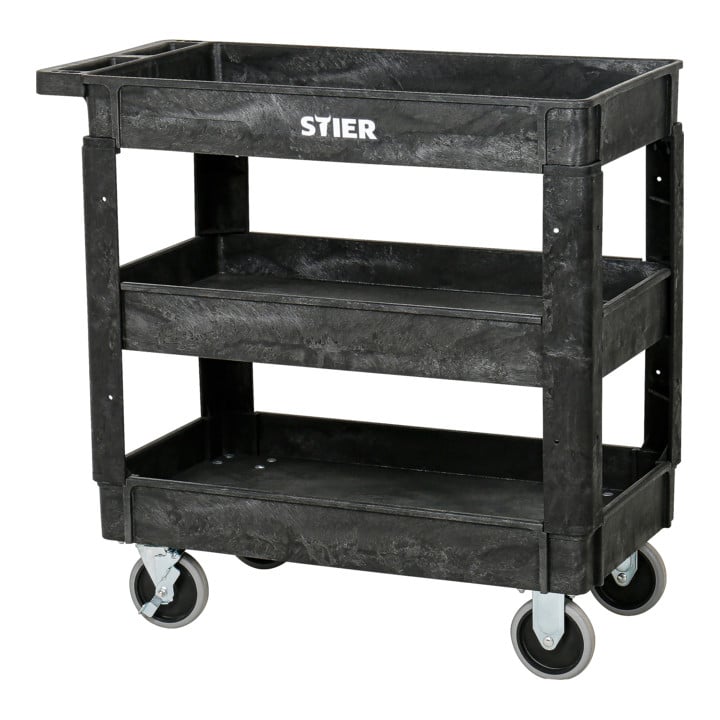 STIER kunststof multifunctionele wagen met 3 etages 250 kg LxBxH 870x430x850 mm