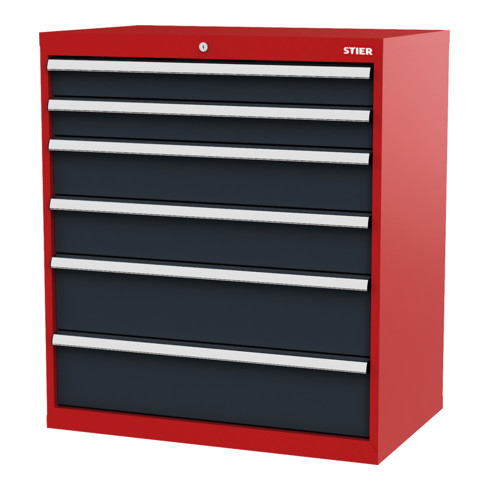 STIER ladekast met 6 laden BxDxH 900x575x1020 mm RAL 3020/RAL 7016