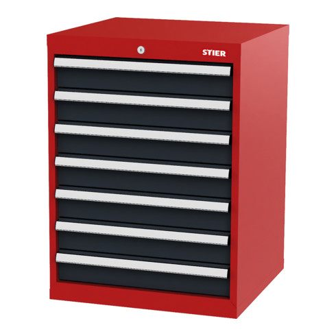 STIER ladekast met 7 laden BxDxH 600x575x820 mm RAL 3020/RAL 7016