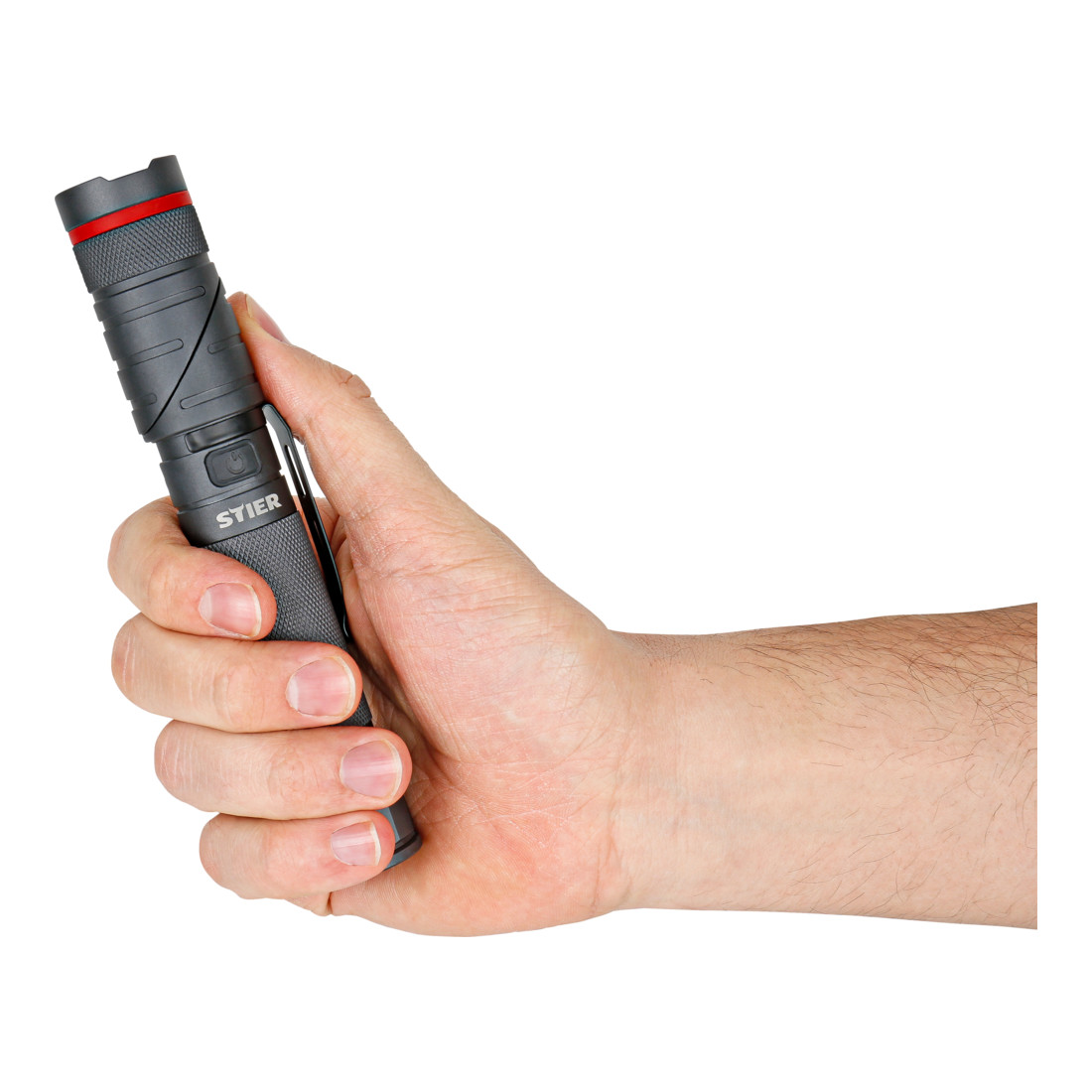 STIER Lampada tascabile con LED a batteria 300 lumen, luce UV 395 nm, testa ruotabile e magnete