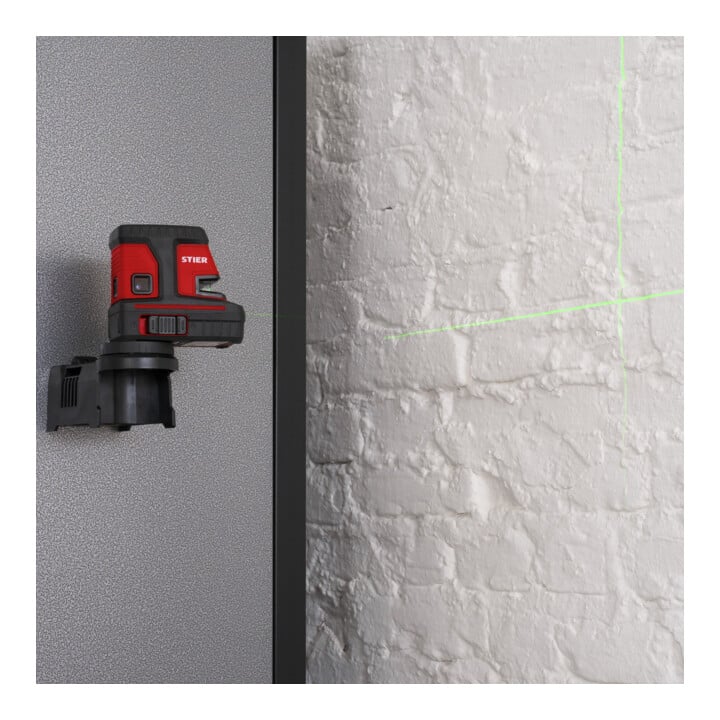 STIER Laser croix 150° x 130° avec 5 points de niveau, vert