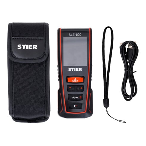 STIER Laser Entfernungsmesser SLE 100 100m Lasermessgerät Entfernungsmesser 